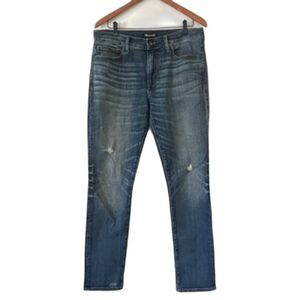 Madewell Men's Jeans Size 34 x 32 Skinny Distressed Whiskering Everyday Casual